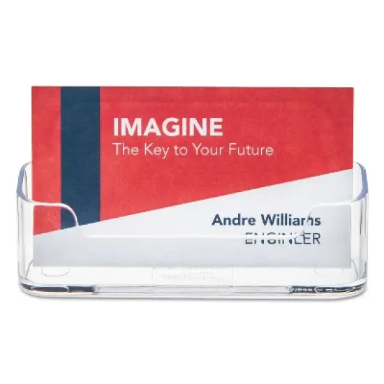 Deflecto Horizontal Business Card Holder Holds 50 2 X 3 1/2 Cards Clear 70101 image {3}