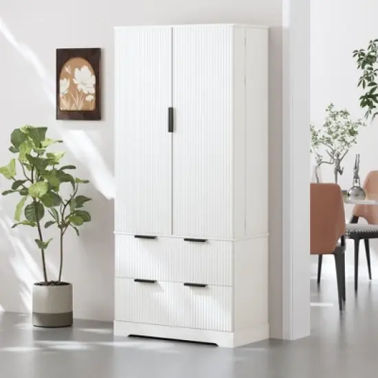 KWPZQEB 72" Storage Cabinets, Modern Kitchen Pantry Cabinet with 8 Hanging Shelves and 2 Large Drawer, Freestanding Cupboard for Living Room image {10}