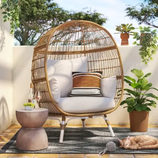 Steel Southport Rust Resistant Outdoor Patio Egg Chair Black - Threshold&trade; image {1}