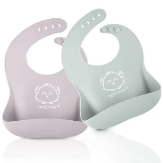 KeaBabies 2-Pack Silicone Bibs For Babies, Food Grade Silicone Baby Bibs for Eating, Feeding, Toddler Bibs, Boys, Girls image {15}