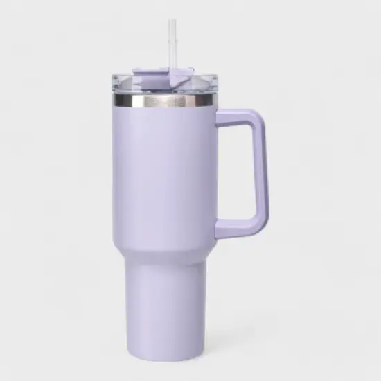 40oz Stainless Steel Insulated Tumbler with Handle and Straw Lid image {10}
