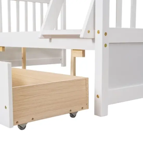Twin over Full Bunk Bed with Ladders and Two Storage Drawers-ModernLuxe image {7}