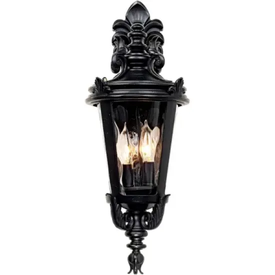 John Timberland Casa Marseille Vintage Rustic Outdoor Wall Light Fixture Textured Black Scroll 21 3/4" Clear Hammered Glass for Post Exterior Barn image {4}