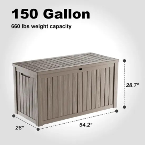 INFURNIC Deck Boxes, Outdoor Patio Storage Box with Large Storage Capacity for Storage Patio Furniture Garden Tools, Brown, 54.2"*26"*28.7" image {3}