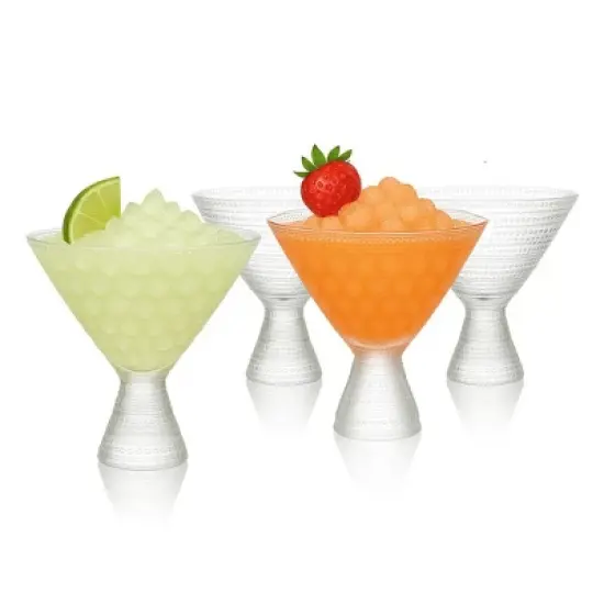 Clear Hobnail Martini Glasses - Embossed Martini Glasses - 9oz image {6}