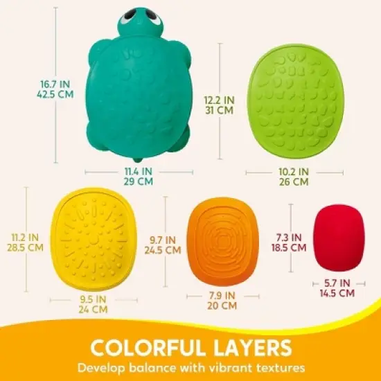 Joyfy Turtle Balance Stepping Stones for Kids - 2 Styles, Toddler Obstacle Course Coordination Sensory Game Indoor Outdoor Play Toys for Kids Age 3+ image {3}