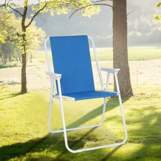 DOMETOUR Oxford Cloth Iron Outdoor Beach Chair Blue image {2}