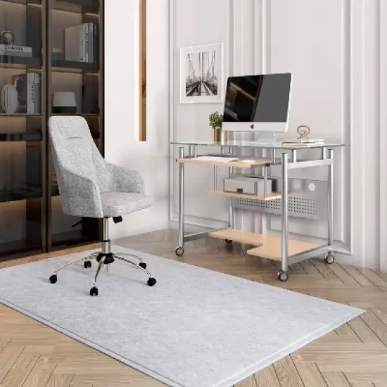 Rolling Computer Desk Glass/Silver - Techni Mobili image {7}