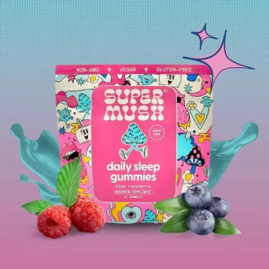 SuperMush Daily Sleep Mushroom Supplement Vegan Gummies - 28ct/14 Servings image {4}