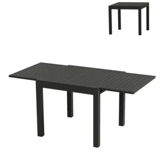 Expandable Patio Table for 4-6 Persons, Extentable Outdoor Dining Table Set 31.5&rdquo;-63&rdquo;, Aluminum Slat Frame, Rectangular image {8}