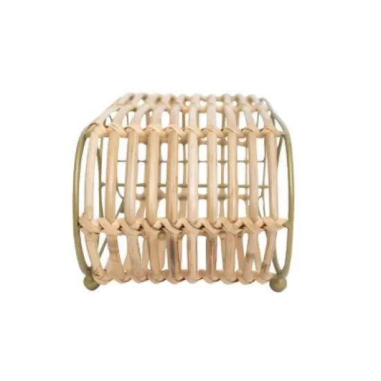 Wrapped Brass Metal & Rattan Wine Bottle Holder - Foreside Home & Garden image {2}