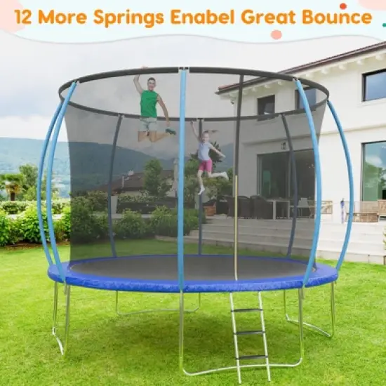 GustoWave Trampoline 10FT with Enclosure & Ladder, ASTM Approved Heavy-Duty Outdoor Recreational Trampoline for Kids Adults, 440LB Capacity image {6}