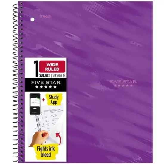 Five Star Active Subject Wide Ruled Notebook 80ct Purple image {8}