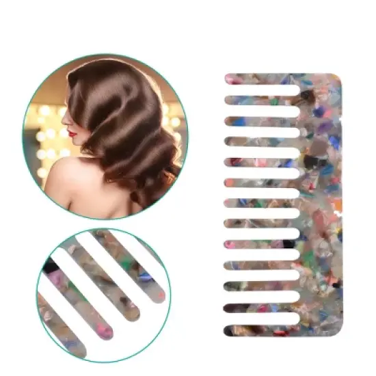 Unique Bargains Anti-Static Hair Comb Wide Tooth for Thick Curly Hair Hair Care Detangling Comb For Wet and Dry Dark 2.5mm Thick 2 Pcs image {1}