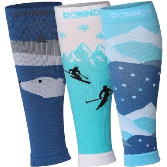 Tipi Toe Unisex 3 Pairs Winter Wonderland Blues Arctic Inspirations Calf Compression Tube Sleeves 12-14 mmHg Great for Athletic & Medical Use image {4}