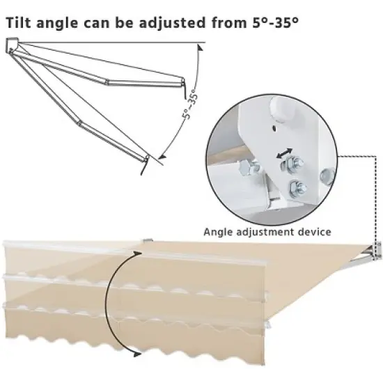 Yaheetech Retractable Awning Outdoor Sun Shade Garden Shelter Manual Adjustable with Protection Coating and Hand Crank image {5}