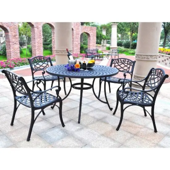 Sedona 46" 5pc Outdoor Dining Set with Armchairs - Black - Crosley image {1}
