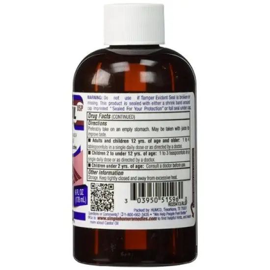 Humco - Liquid Castor Oil Natural Laxative, 6 Oz image {2}