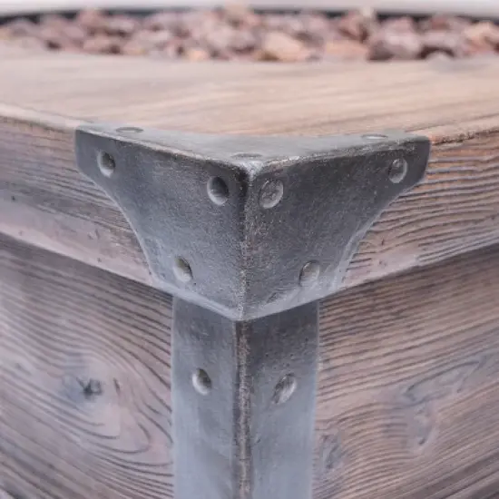 GDFStudio Banleigh Outdoor 40,000 BTU Lightweight Concrete Square Fire Pit Table, Brown image {7}