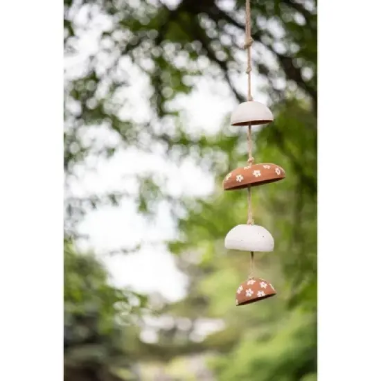 White Floral and Natural Terracotta Hanging Chime - Foreside Home & Garden image {5}