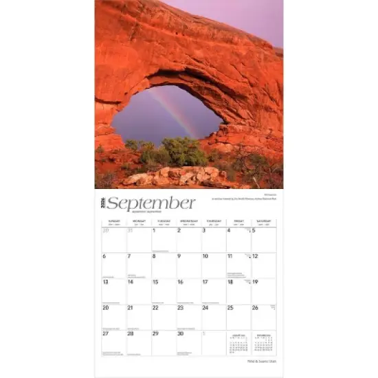 BrownTrout Utah Wild and Scenic 2026 12"x24" Hanging Square Wall Calendar Plastic-Free image {3}