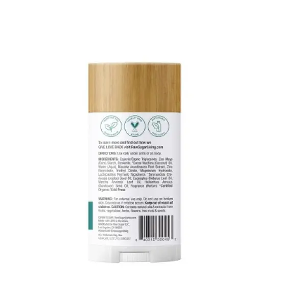 Raw Sugar Simply Deo Solid Deodorant - Eucalyptus + Fresh Mint - 2.7oz image {1}