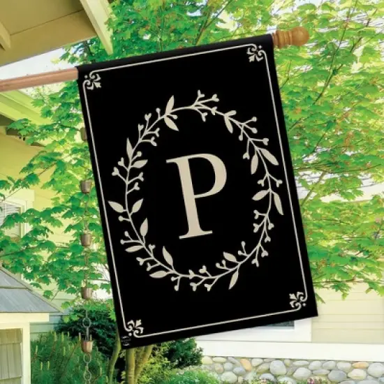Briarwood Lane Classic Monogram Letter P House Flag Double-Sided 28" x 40" image {2}