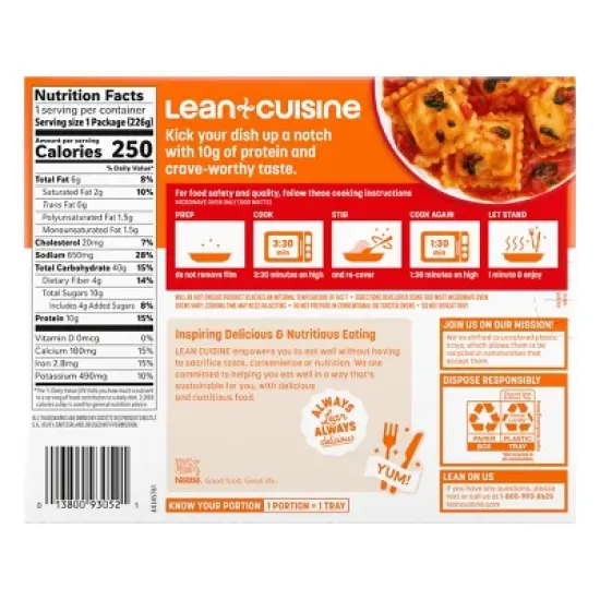 Lean Cuisine Protein Kick Frozen Ricotta Cheese & Spinach Ravioli - 8oz image {11}