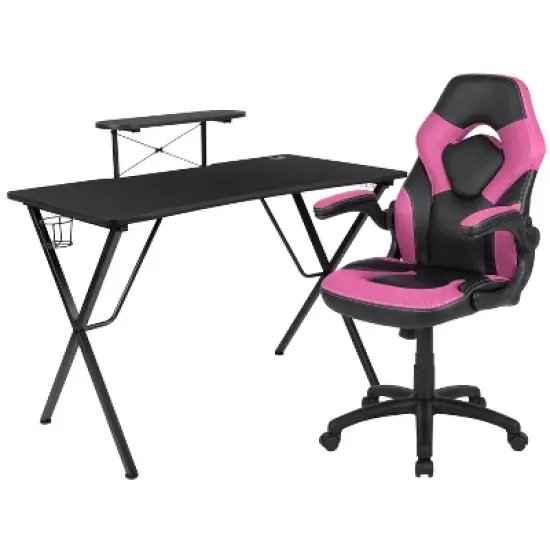 Flash Furniture Gaming Desk and Racing Chair Set with Cup Holder, Headphone Hook, and Monitor/Smartphone Stand image {14}