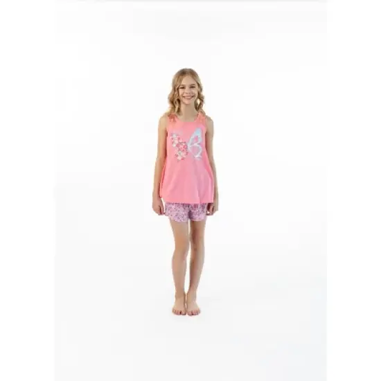 Sleep On It Girls Butteryfly 2-Piece Tank Pajama Shorts Sleep Set image {1}