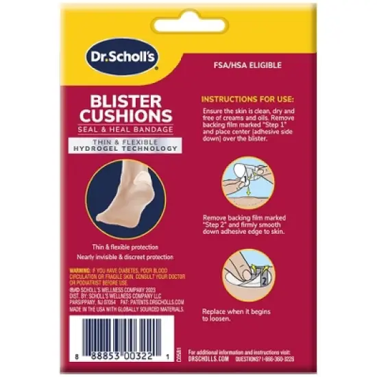 Dr. Scholl's Blister Cushions Seal & Heal Bandage with Hydrogel Technology - 8ct image {1}