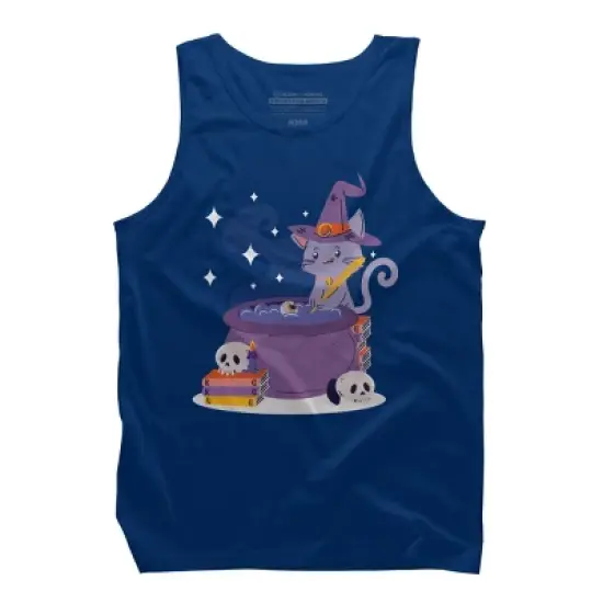 Men's Design By Humans Halloween Kitty Cauldron By machmigo Tank Top image {5}