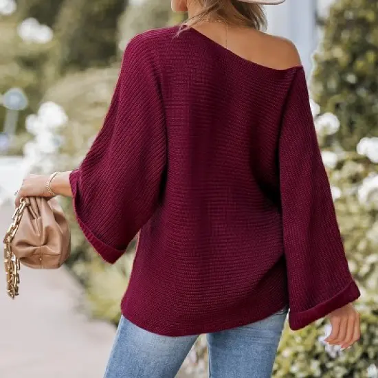 Women's Warm Hugs Rib One-Shoulder Sweaters - Cupshe image {4}