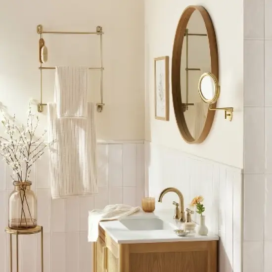 Wall-Mounted Brass Ladder Towel Rack Antique Finish - Hearth & Hand&trade; with Magnolia image {1}