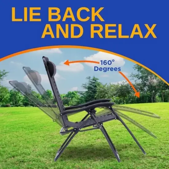 Adjustable Zero Gravity Chair Set for Relaxation with Foldable Design, Portable, Durable, Black image {3}