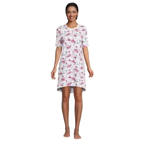 Lands' End Women's Short Sleeve Above the Knee Knit T-Shirt Nightgown image {5}