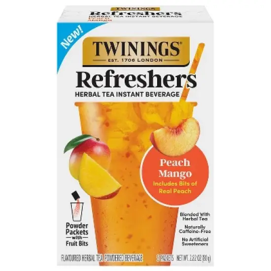 Twinings Refreshers Peach and Mango Herbal Instant Tea Mix - 2.82oz/5ct image {6}