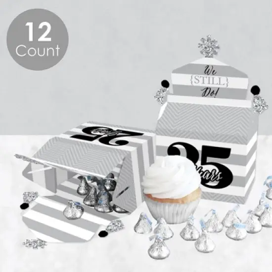 Big Dot of Happiness We Still Do - 25th Wedding Anniversary - Treat Box Party Favors - Anniversary Party Goodie Gable Boxes - Set of 12 image {2}