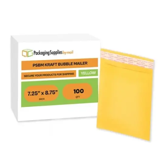 PSBM 100 Pieces 7.25" x 9.75" Kraft #DVD Padded Bubble Mailers for Shipping image {6}