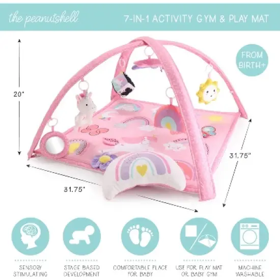 The Peanutshell Rainbow Paradise 7-in-1 Activity Gym & Play Mat for Baby image {1}