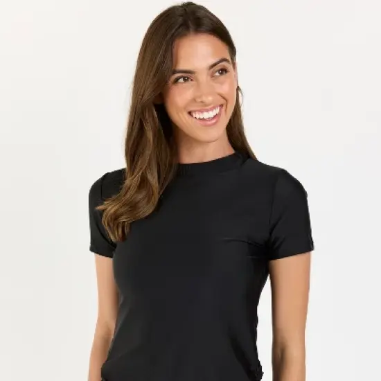 Calypsa Womens  Womens Mock Neck Adele Swim Top image {2}