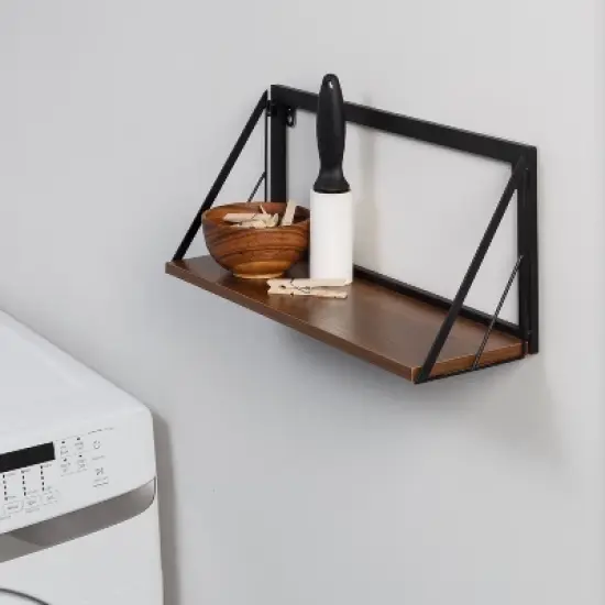 Honey-Can-Do Small Laundry Wall Shelf with Wood Walnut image {6}