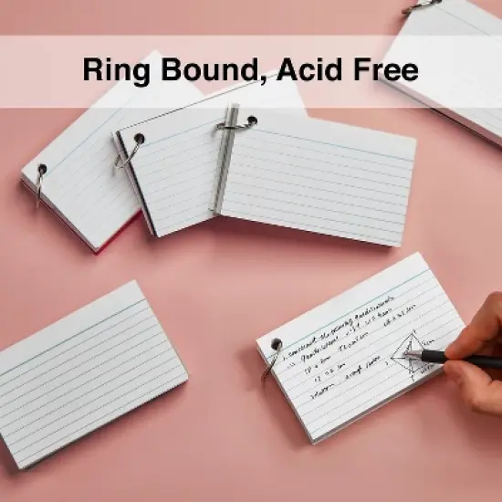 Staples Ruled Index Cards on a Ring Blue Poly Cover 3" x 5" TR21580 image {2}