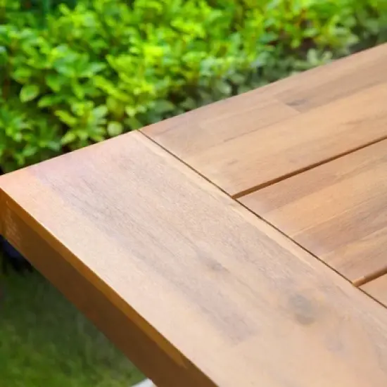 3pc Acacia Patio Dining Set with 2 Benches - Teak - Captiva Designs image {7}