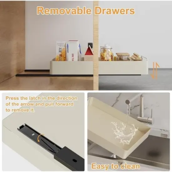 Pull Out Cabinet Organizer, Heavy Duty Metal Slide Out Drawer, Fixed With Adhesive Nano Film image {4}