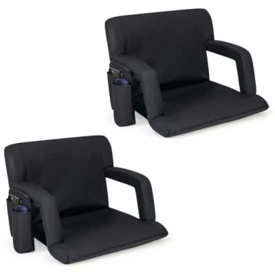 Costway 1/2 PCS Stadium Seat for Bleachers Bleacher Chair with 6 Adjustable Positions Back Support Black image {10}