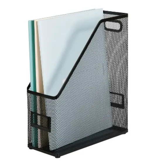 Mesh Magazine File Black - Brightroom&trade;: Steel File Organizer & Holder, 12" H, No Assembly Required image {4}