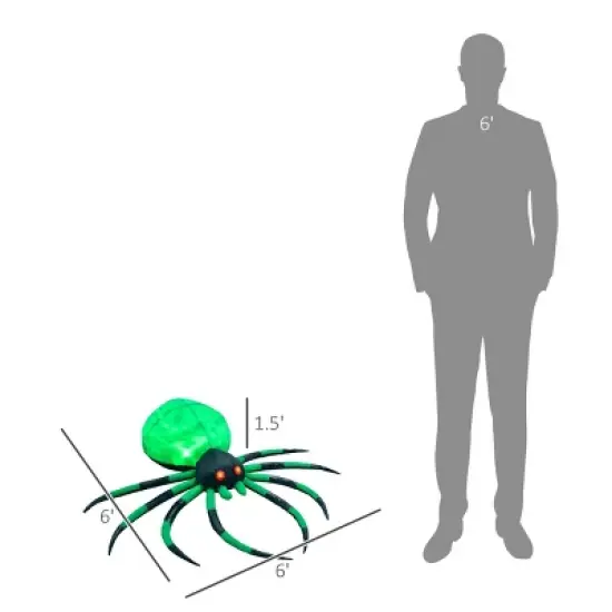 Syemin Decorative Holiday Scene Props Halloween Inflatable Outdoor Decoration Spider, Blow Up Decor Halloween Yard Decor, Green, 71.8"*74.8"*19.8" image {2}