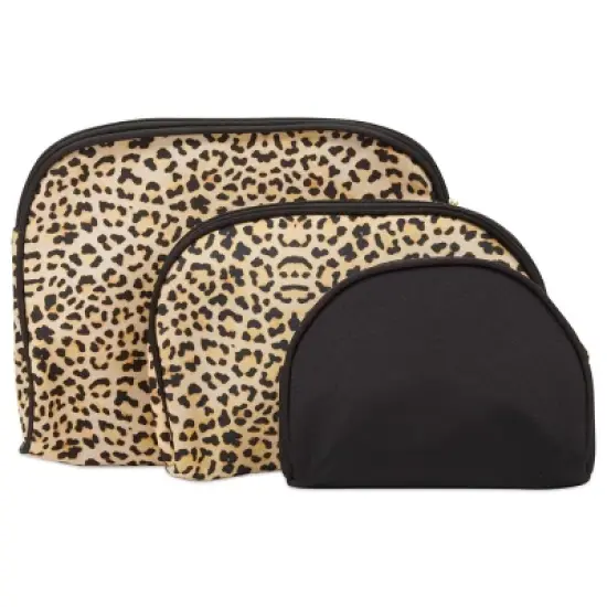 Glamlily 3 Pack Cheetah Print Makeup Bag Set, Cosmetic Travel Bags (3 Sizes) image {7}