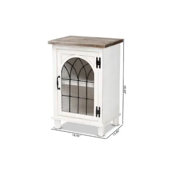 Faron Wood 1 Door Nightstand White/Oak Brown - Baxton Studio image {7}